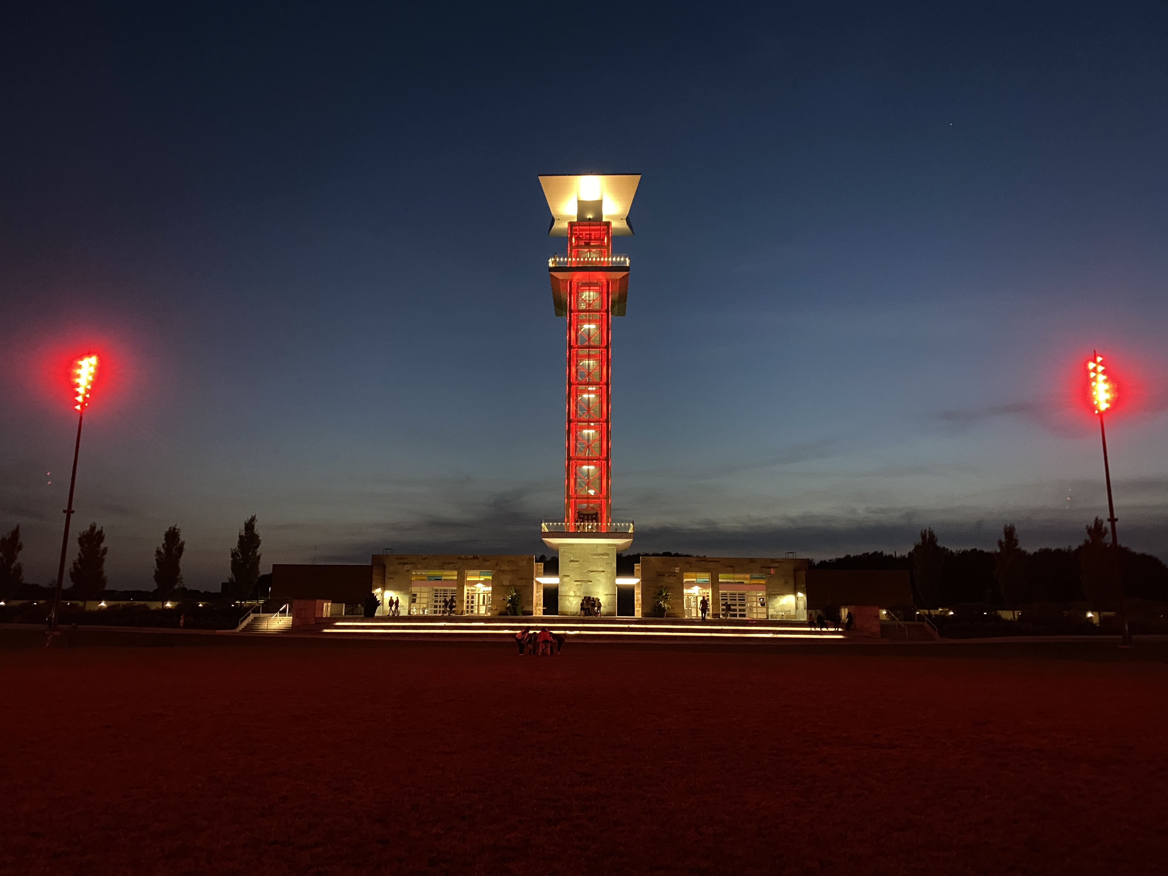 Observation Tower glows red